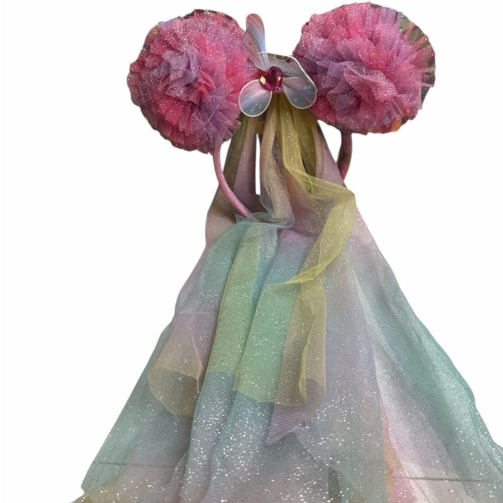 Disney Parks Minnie Mouse Fairies Pastel Veil Ears Headband Butterfly Gem